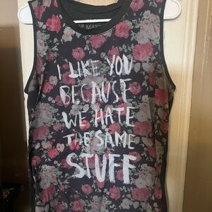 Black Matter Gray Floral Graphic Tank Top